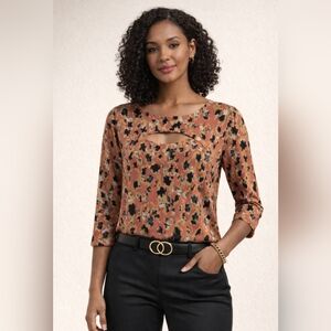 ✨ Cato Abstract Animal Print Blouse – Size L ✨